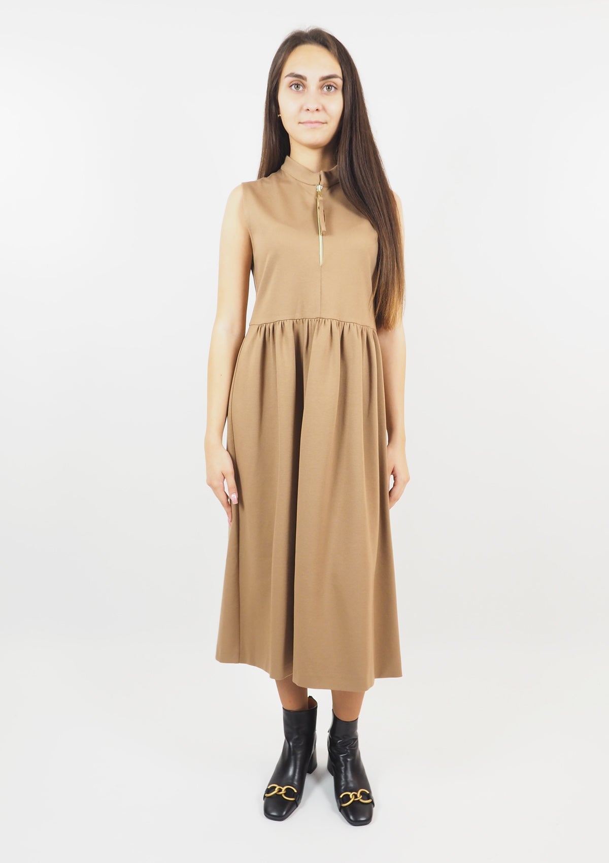 Damen Kleid aus Viskose in Caramel - Abito Damen Kleid SHIRTAPORTER 