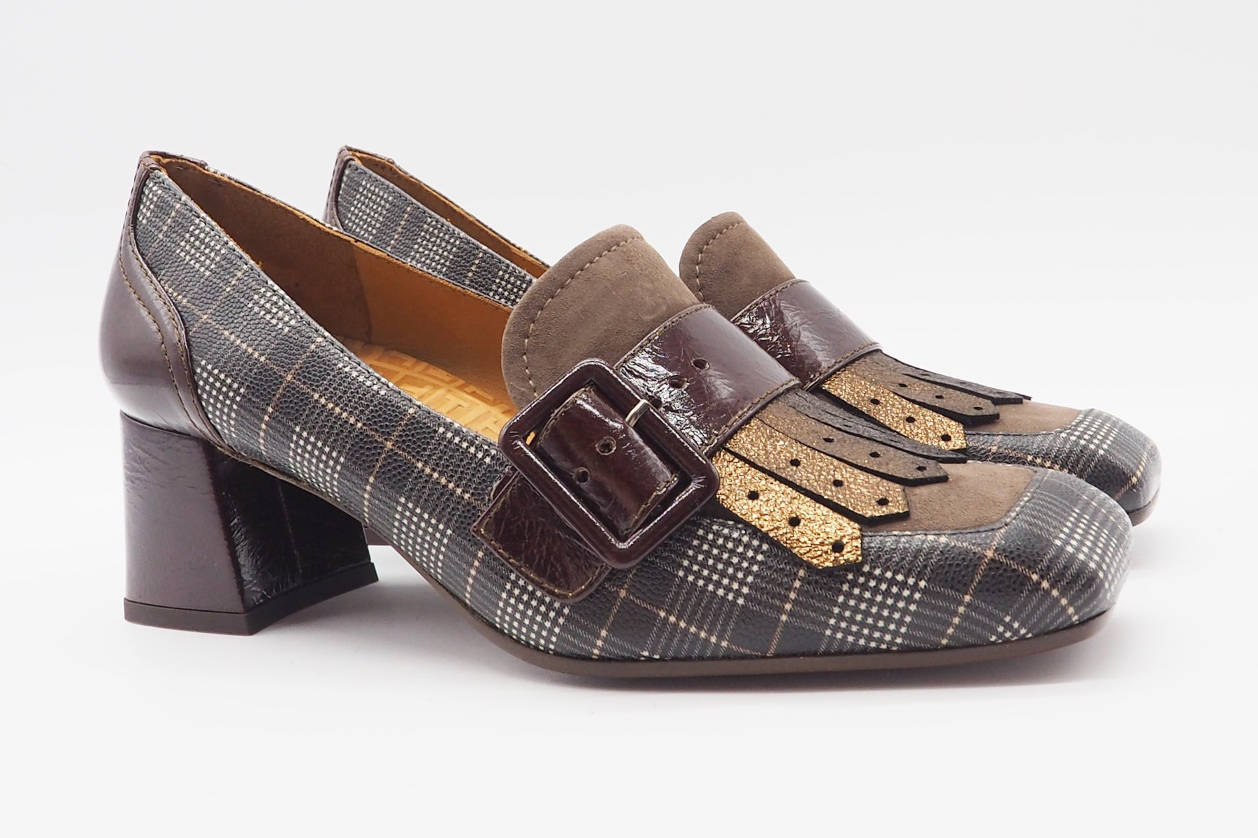 Damen Loafer aus bedrucktem Leder in Brauntönen - Absatz 5cm - Voyala Damen Loafers & Schnürer Chie Mihara 
