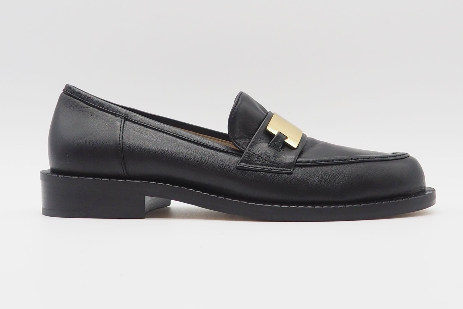 Damen Loafer aus Glattleder in Schwarz mit Goldspange Damen Loafers & Schnürer Pomme D'or 