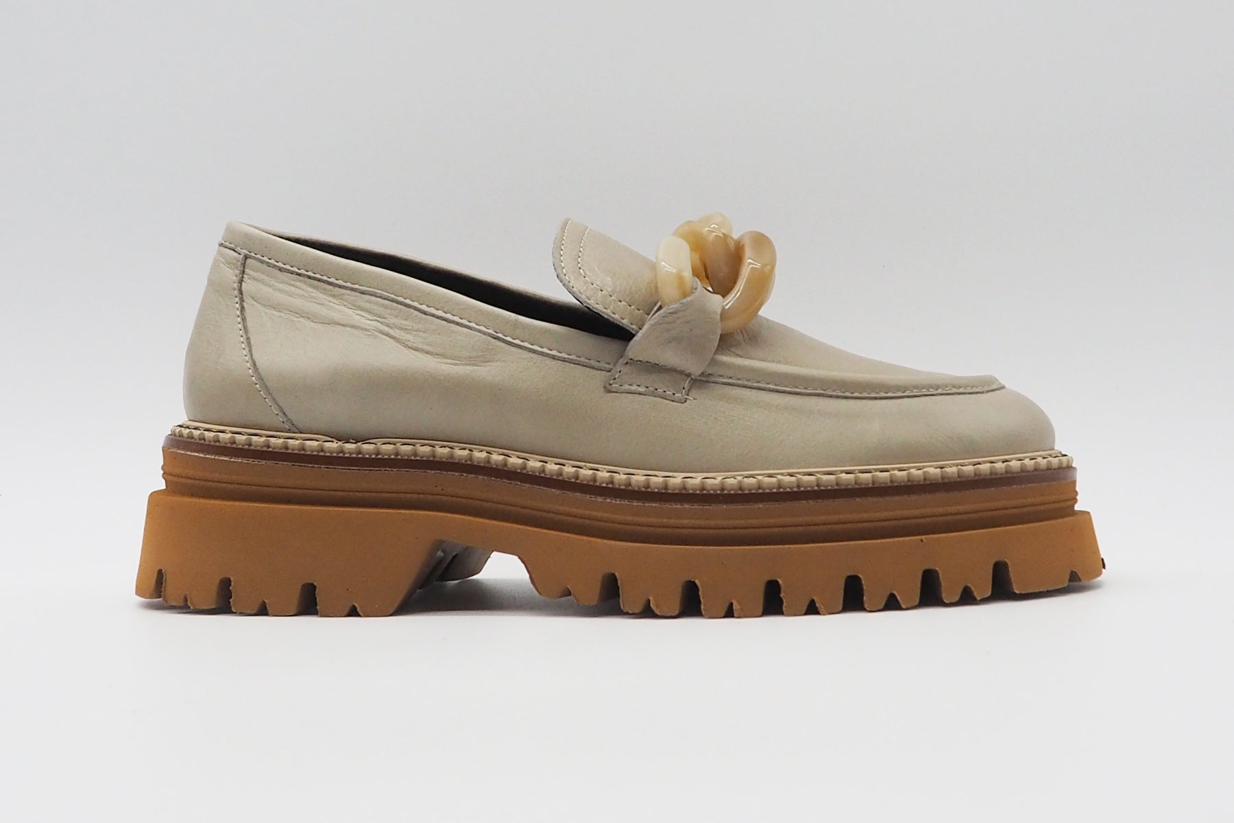 Damen Loafer aus Leder in Beige - Absatz 5cm Damen Loafers & Schnürer Maripé