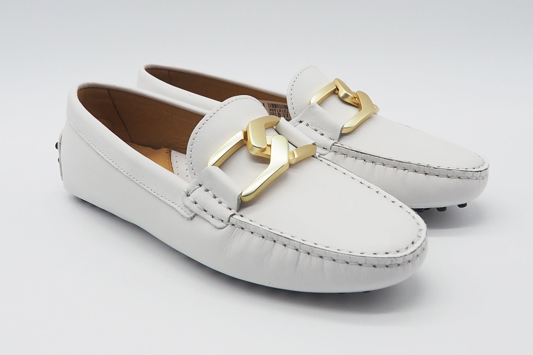 Damen Loafer aus Leder in Weiß - Goldspange Damen Loafers & Schnürer Conte V 