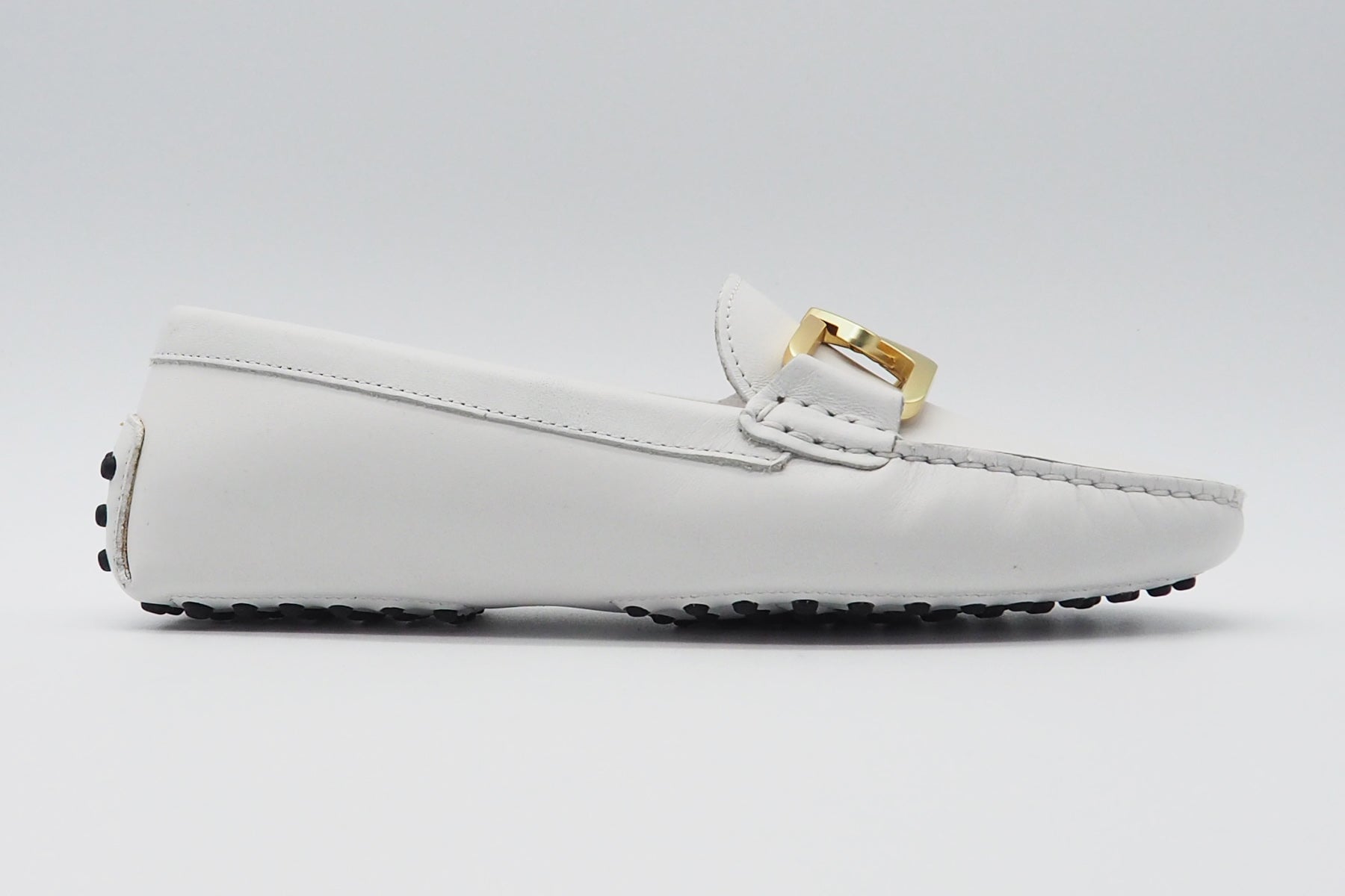 Damen Loafer aus Leder in Weiß - Goldspange Damen Loafers & Schnürer Conte V 