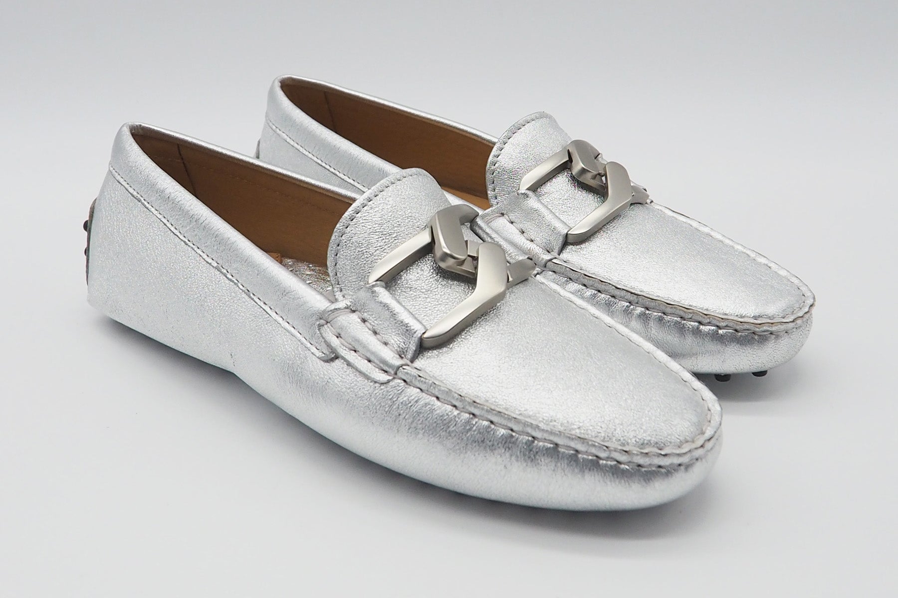 Damen Loafer aus Metallicleder in Silber Damen Loafers & Schnürer Conte V 