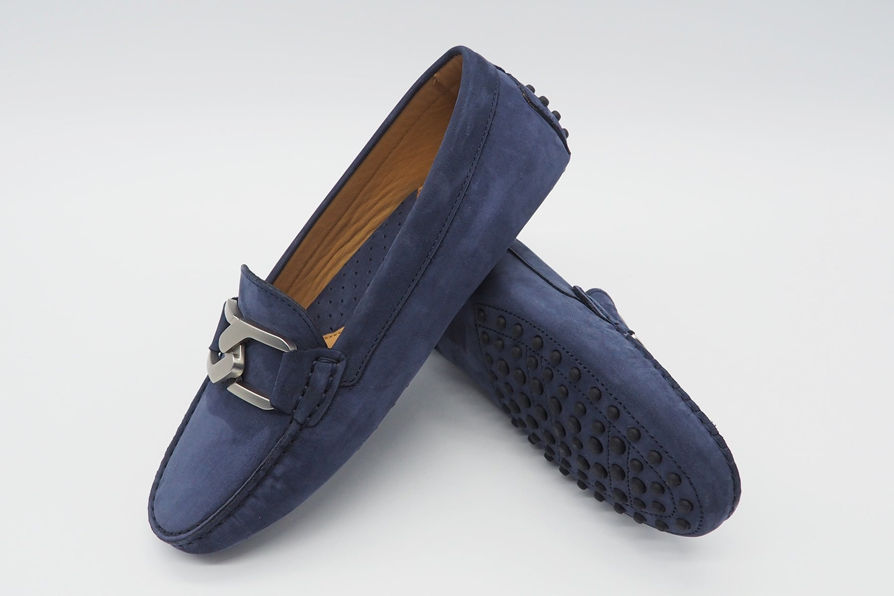 Damen Loafer aus Nubukleder in Blau - Silberspange Damen Loafers & Schnürer Conte V 