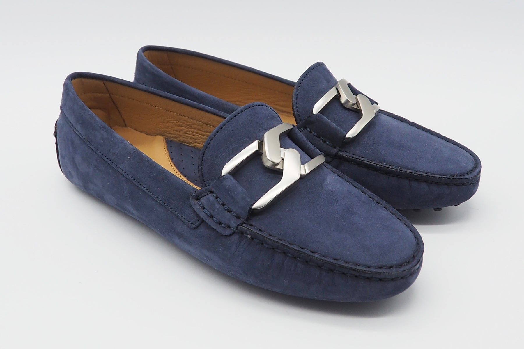 Damen Loafer aus Nubukleder in Blau - Silberspange Damen Loafers & Schnürer Conte V 