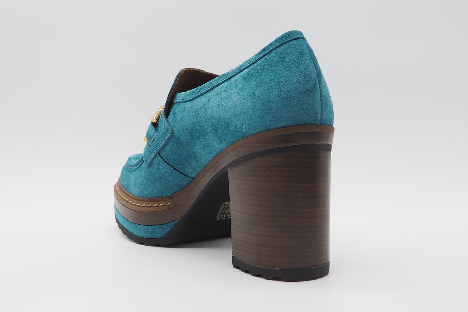 Damen Loafer aus Veloursleder in Skyblue - Absatz 8cm Damen Loafers & Schnürer Pons Quintana