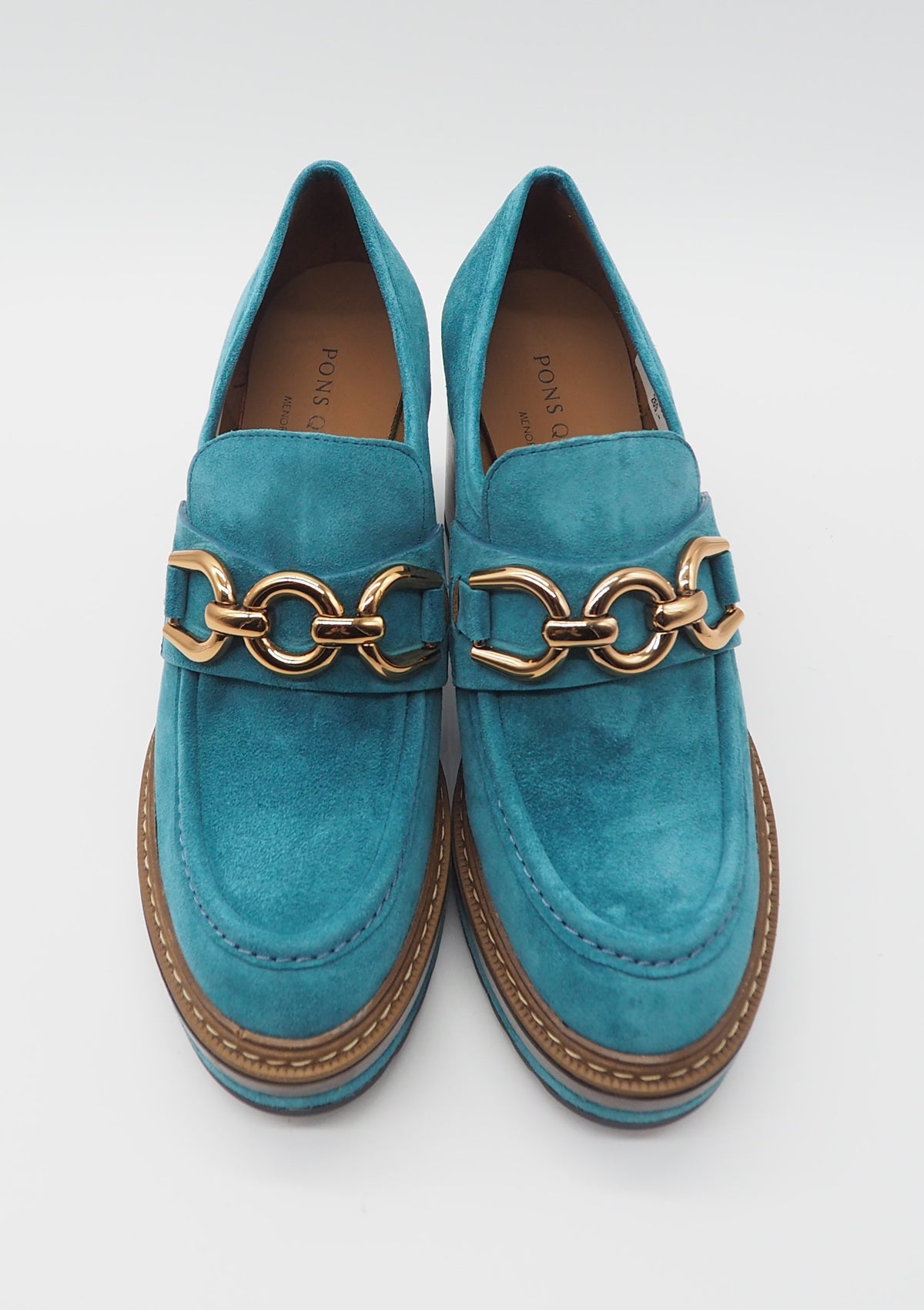 Damen Loafer aus Veloursleder in Skyblue - Absatz 8cm Damen Loafers & Schnürer Pons Quintana