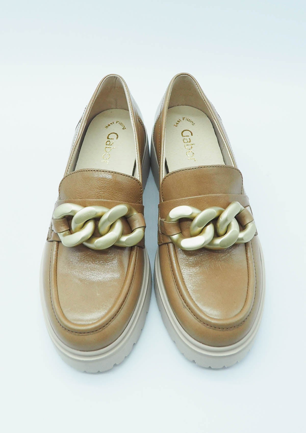 Damen Loafer mit Absatz aus Glattleder in Camel Damen Loafers & Schnürer Gabor