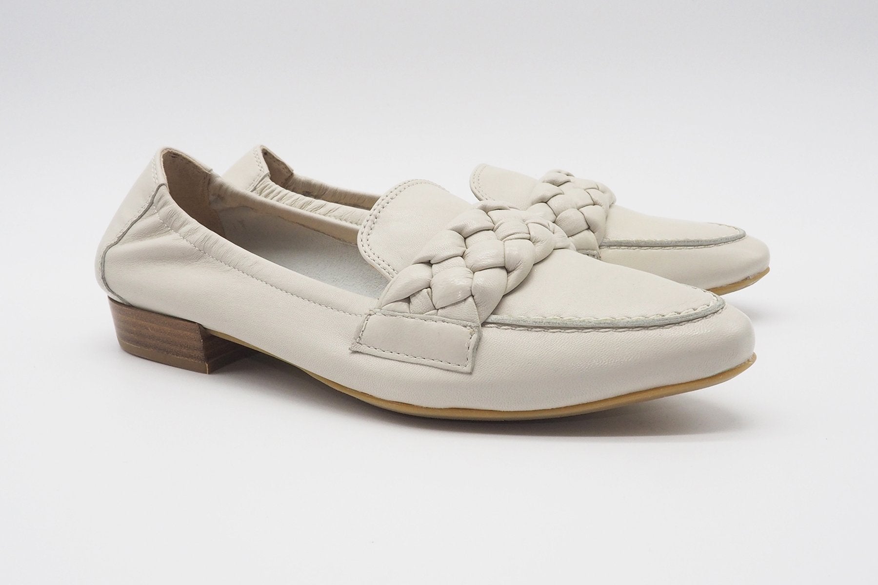 Damen Loafer mit Flechdetail - Nappaleder in Offwhite Damen Loafers Donna Carolina