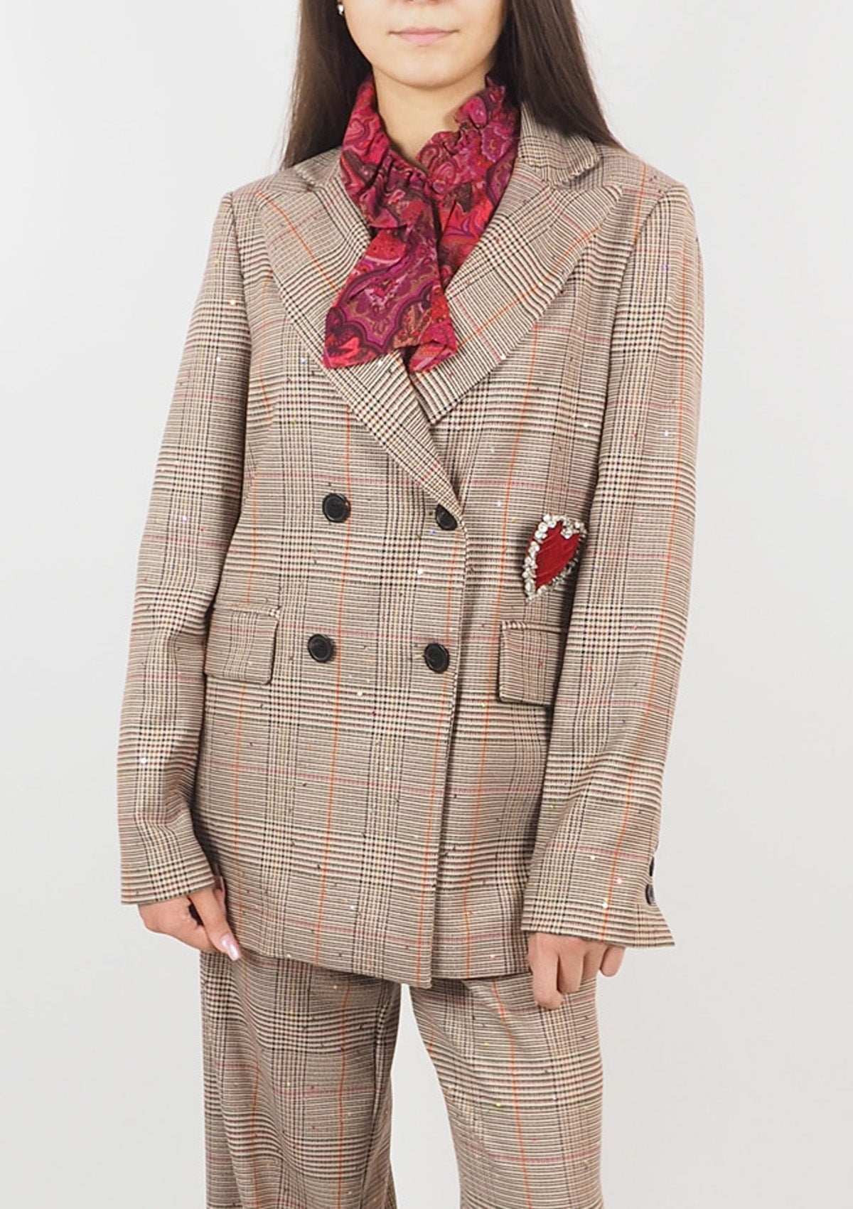 Damen Oversize-Blazer aus Polyester mit Karomuster in Beige & Pink - Giacce Damen Blazer SHIRTAPORTER 