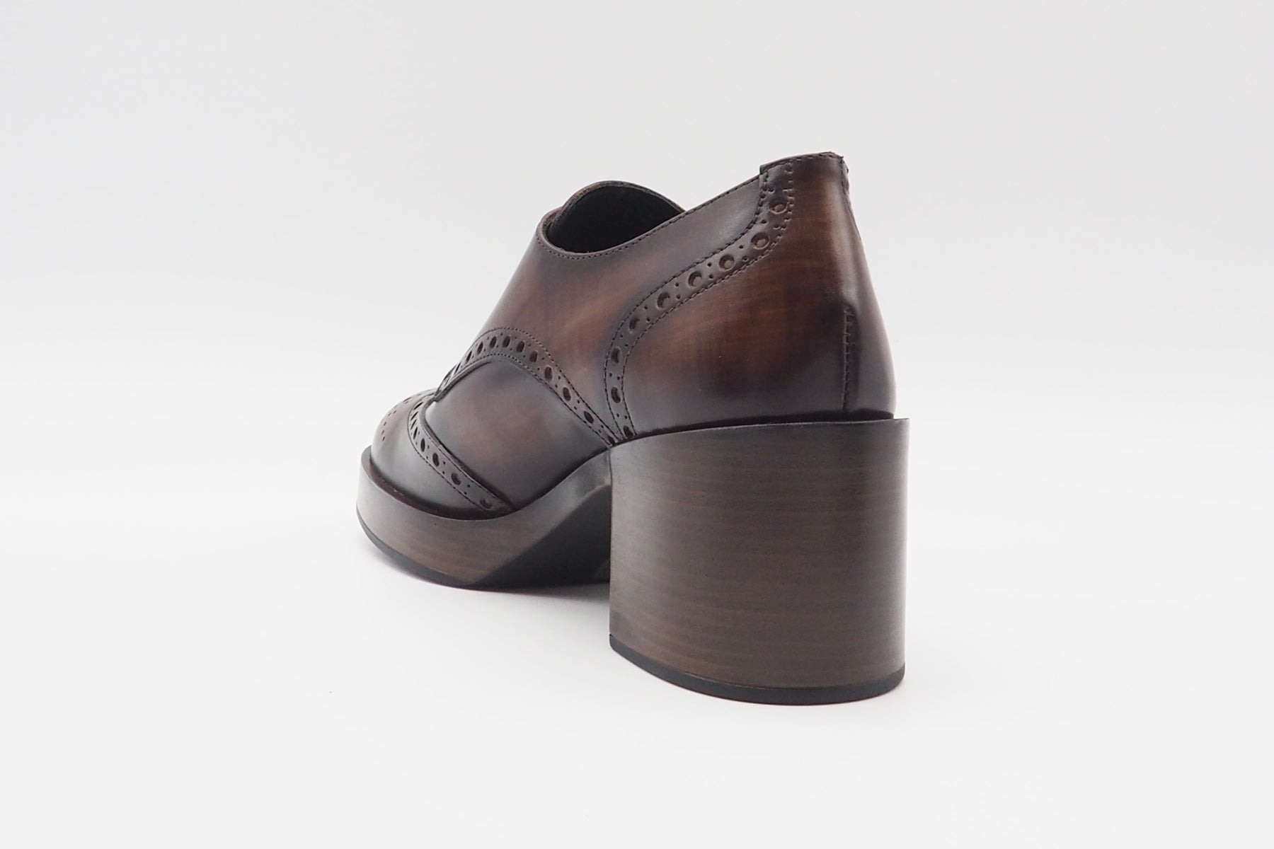 Damen Schnürschuh aus Leder in Braun - Holzoptik - Absatz 6cm Damen Loafers & Schnürer Pons Quintana 