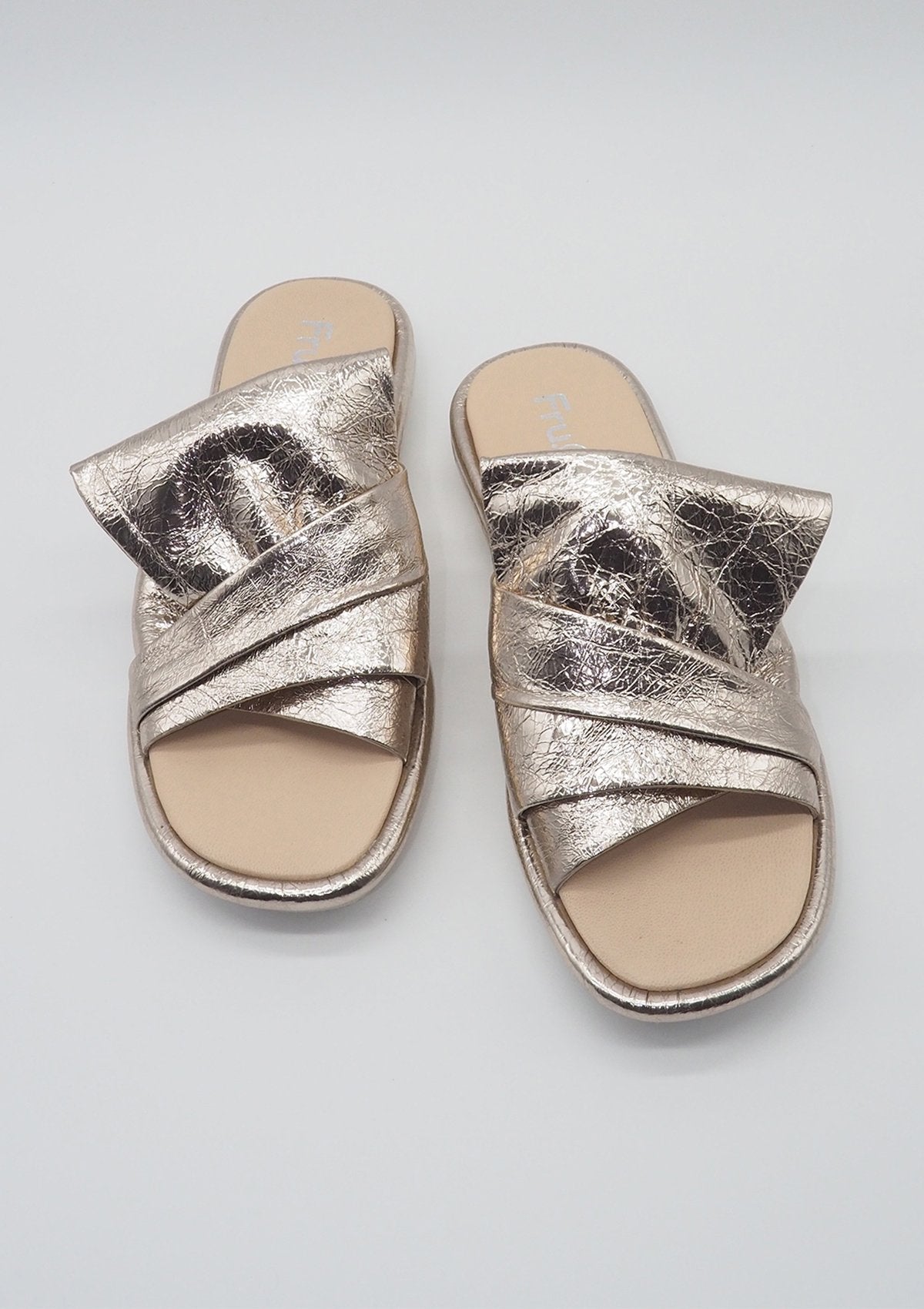 Damen Slides in glänzendem Roségold Damen Mules & Sabots Fruit