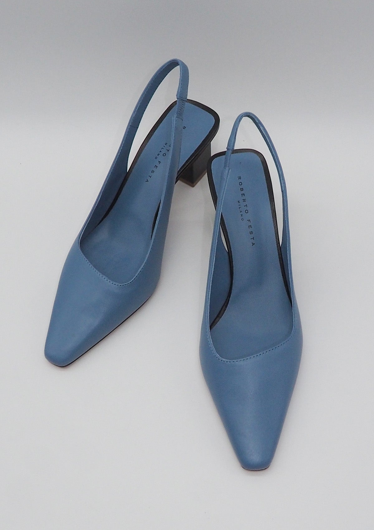 Damen Sling aus Glattleder in Mittelblau Damen Pumps & Slings Roberto Festa