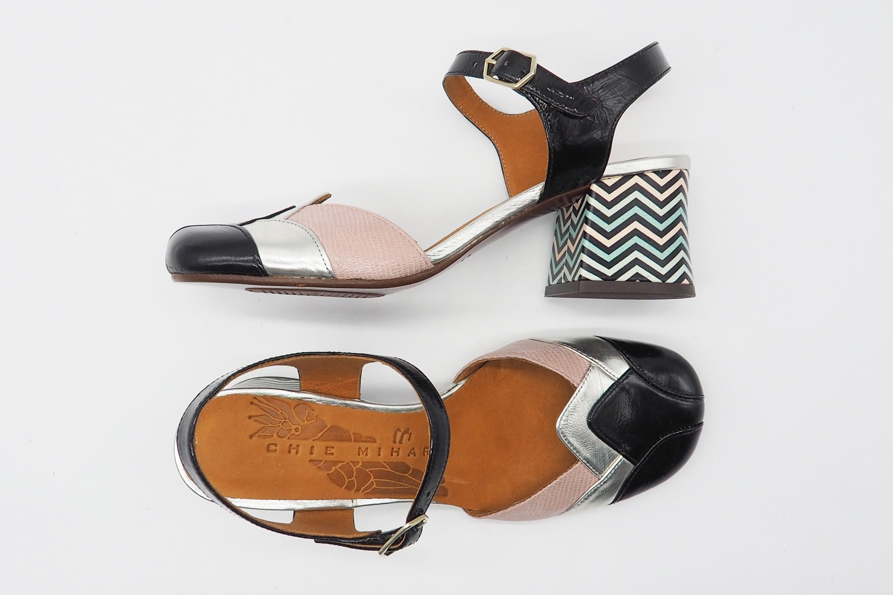Damen Sling aus Lack-, Metalli- & geprägtes Leder in Schwarz, Silber, Rosé & Mutlicolor - Absatz 6cm Damen Pumps & Slings Chie Mihara 