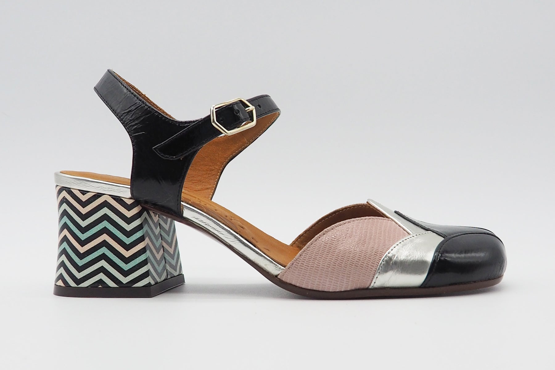 Damen Sling aus Lack-, Metalli- & geprägtes Leder in Schwarz, Silber, Rosé & Mutlicolor - Absatz 6cm Damen Pumps & Slings Chie Mihara 