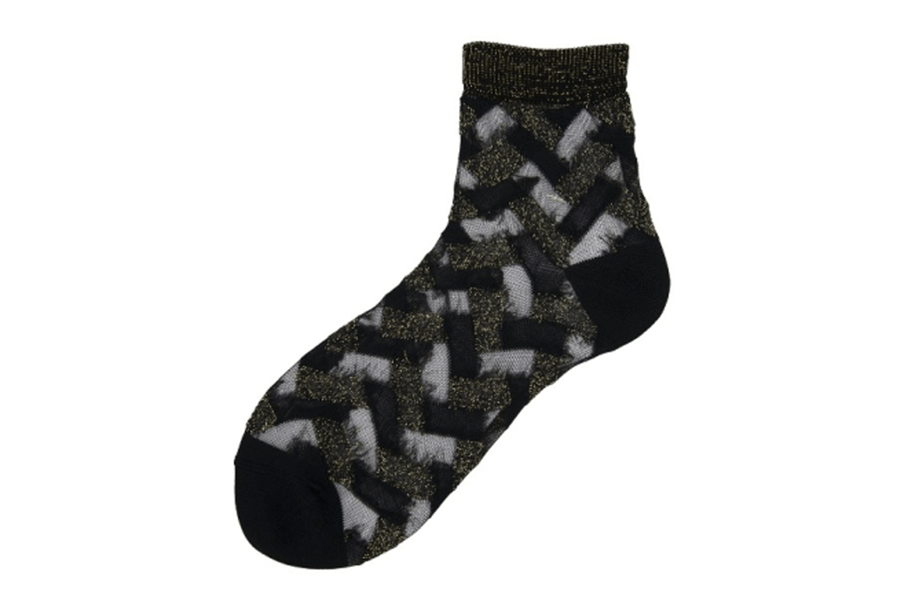 Damen Socken aus Elastan-Faden in Schwarz mit goldenem Glitzerfaden - Indira Damen Socken Alto Milano 