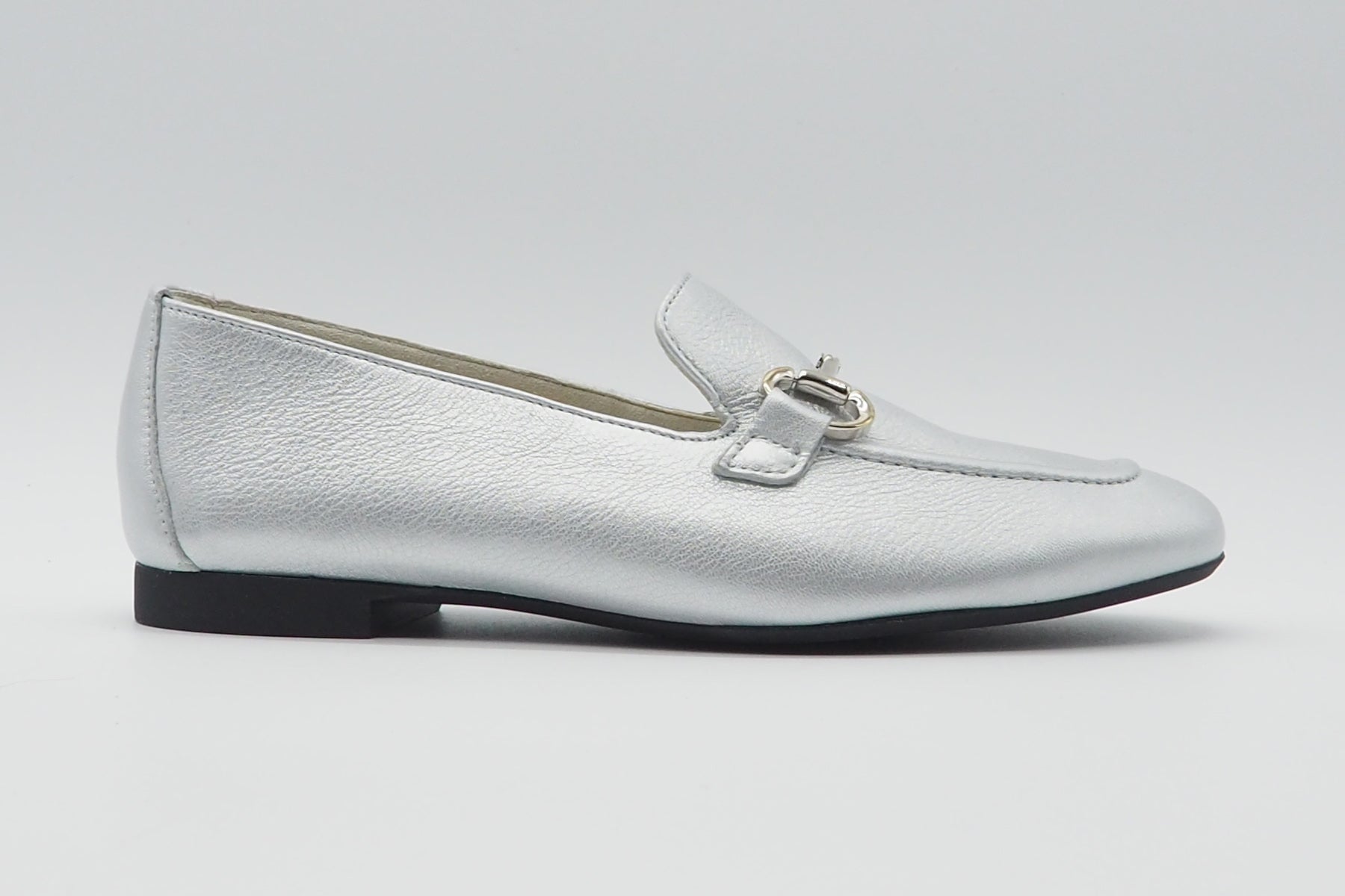 Edle Damen Loafer aus Metallicleder in Silber - Absatz 1,5cm Damen Loafers & Schnürer Paul Green 