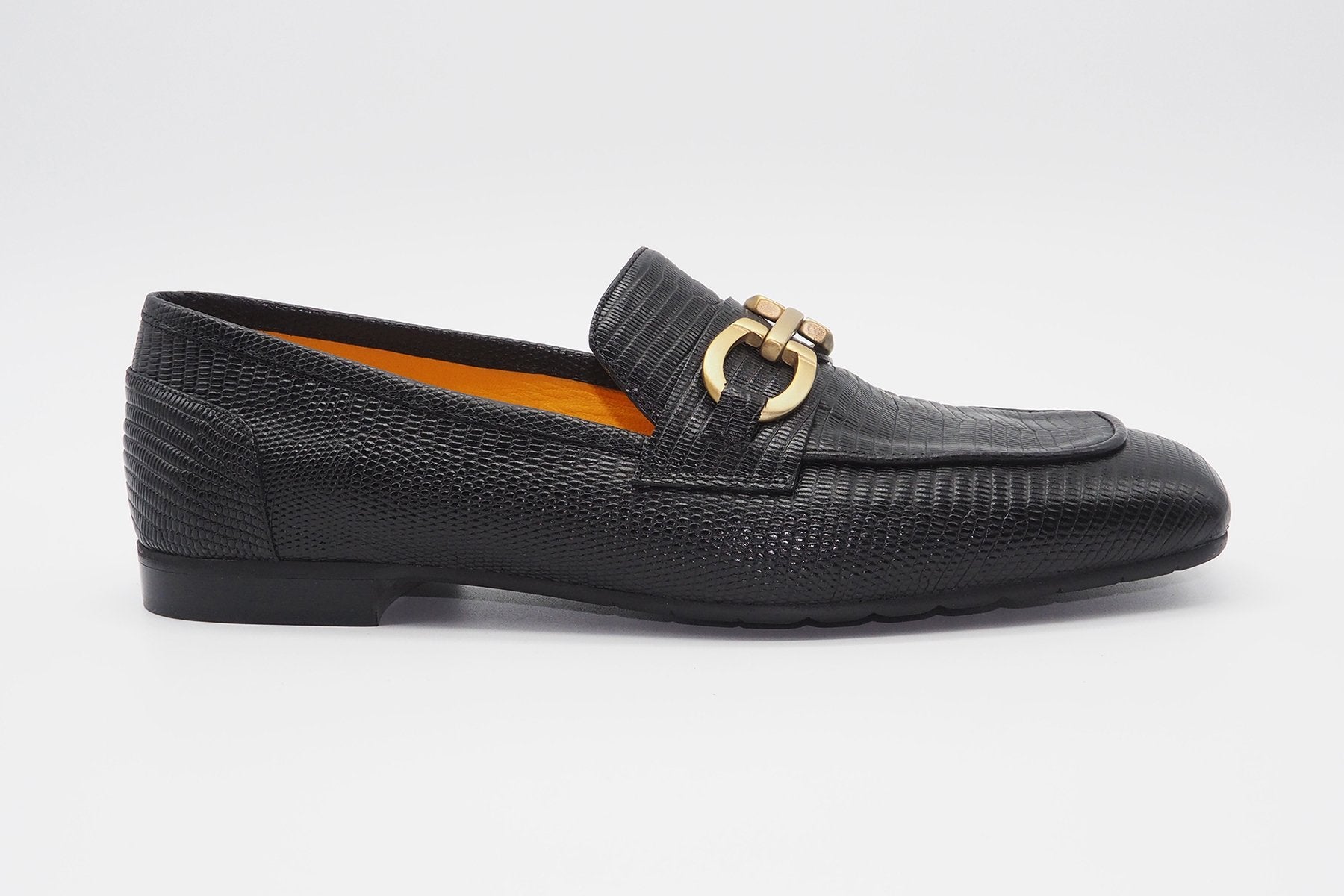 Edler Damen Loafer auf Karréleisten - geprägtes Leder in Schwarz Damen Loafers Mara Bini