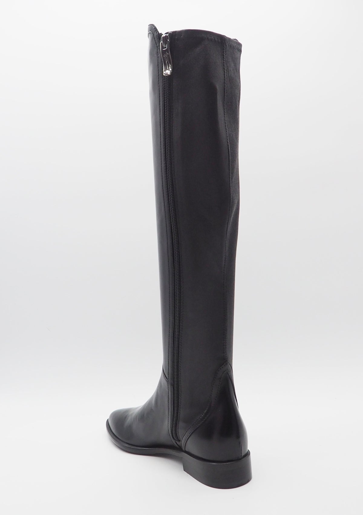 Eleganter Damen Langschaft-Stiefel aus Echtleder in Schwarz - Absatz 2cm Damen Stiefel Lorenzo Masiero 