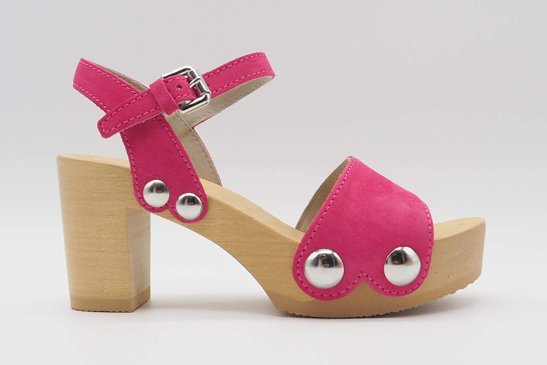 Feine Damen Sandalen aus Veloursleder in Pink - Absatz 8cm - Eilyn Damen Sandalen Softclox 