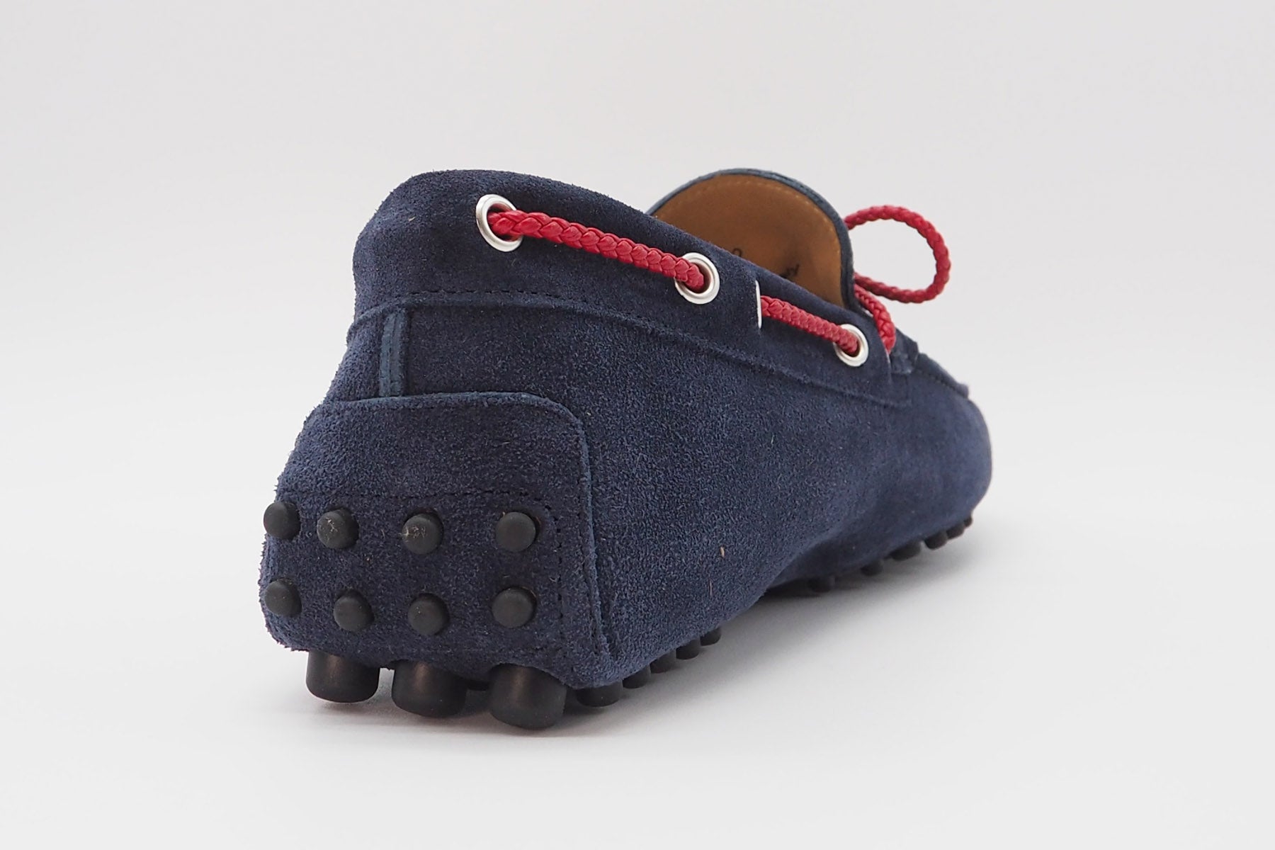 Herren Slipper aus Veloursleder in Dunkelblau mit einer Cordel in Rot Herren Loafers & Slipper Conte V
