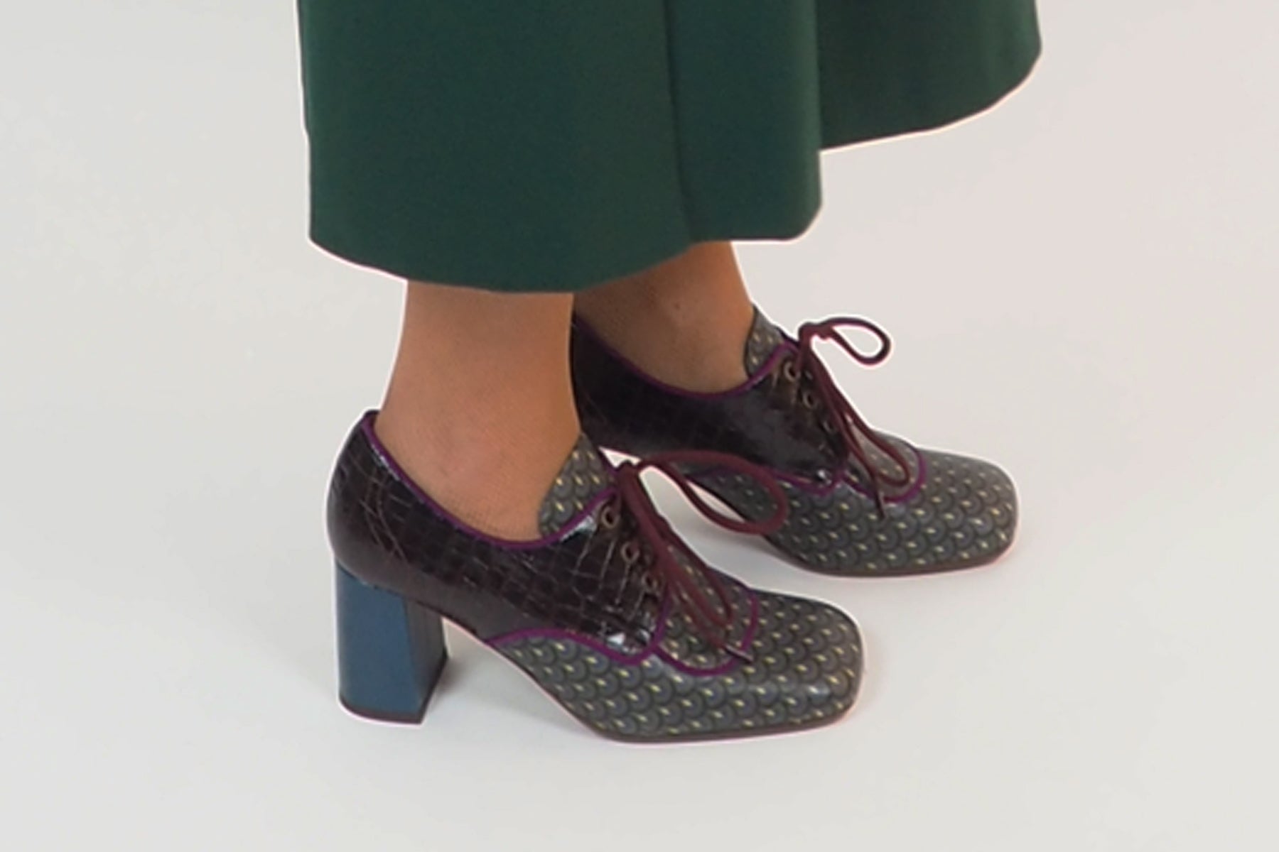 Moderner Damen Schnürschuh aus bedrucktem Leder in Multicolor - Absatz 7cm - Petora Damen Loafers & Schnürer Chie Mihara 