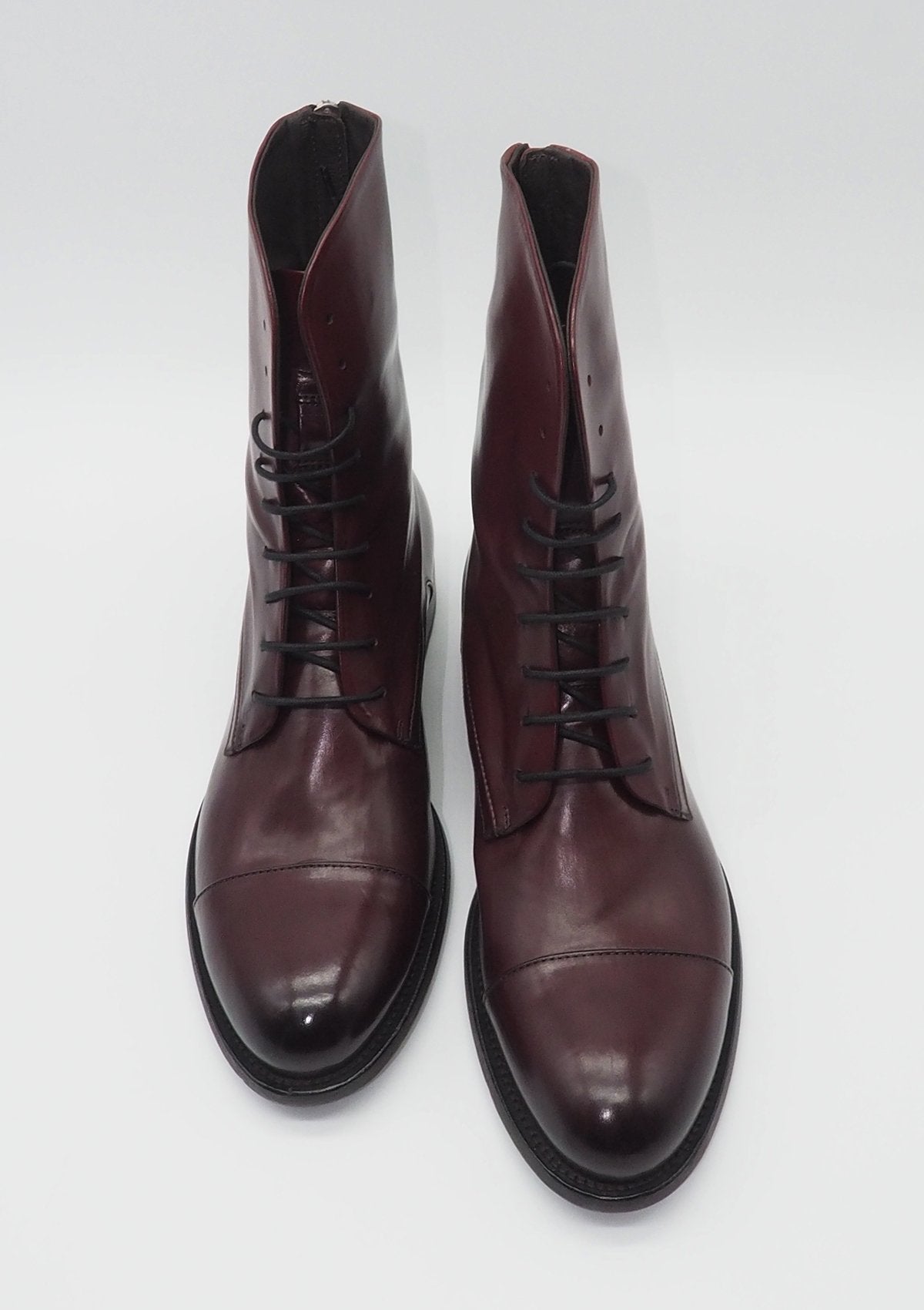 Puristische Damen Schnürboots aus Leder in Bordeaux Damen Schnürboots Pantanetti