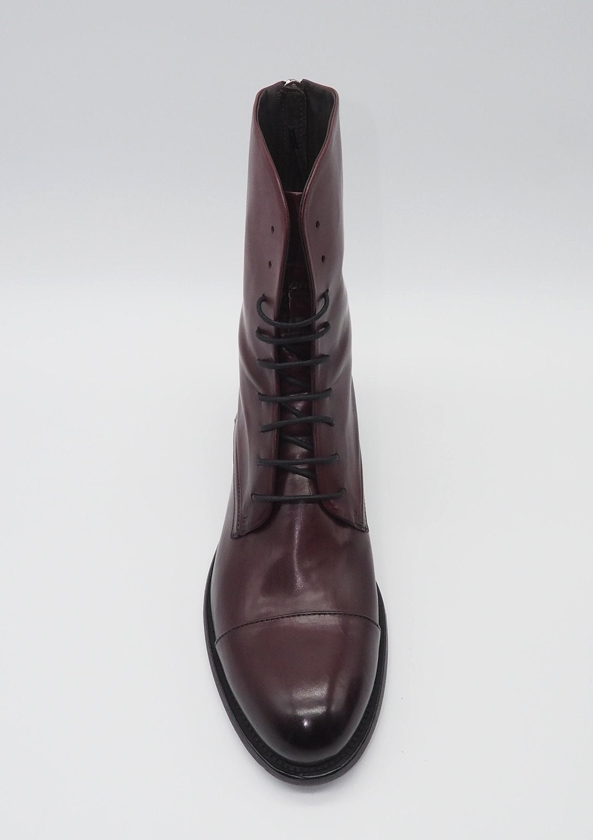 Puristische Damen Schnürboots aus Leder in Bordeaux Damen Schnürboots Pantanetti