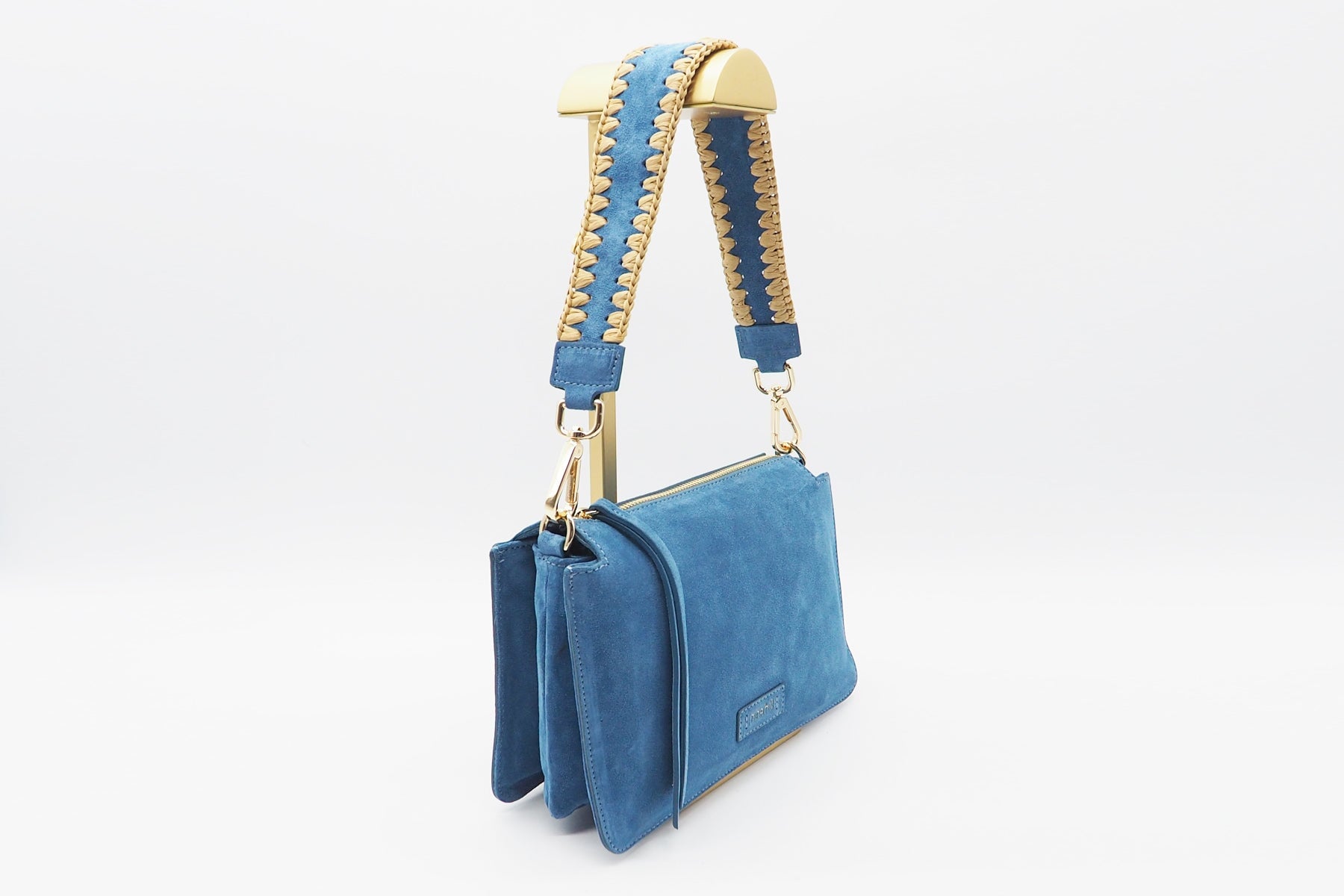 Schultertasche aus Veloursleder in Jeans Taschen Crossbody & Schultertaschen Nina Hill 