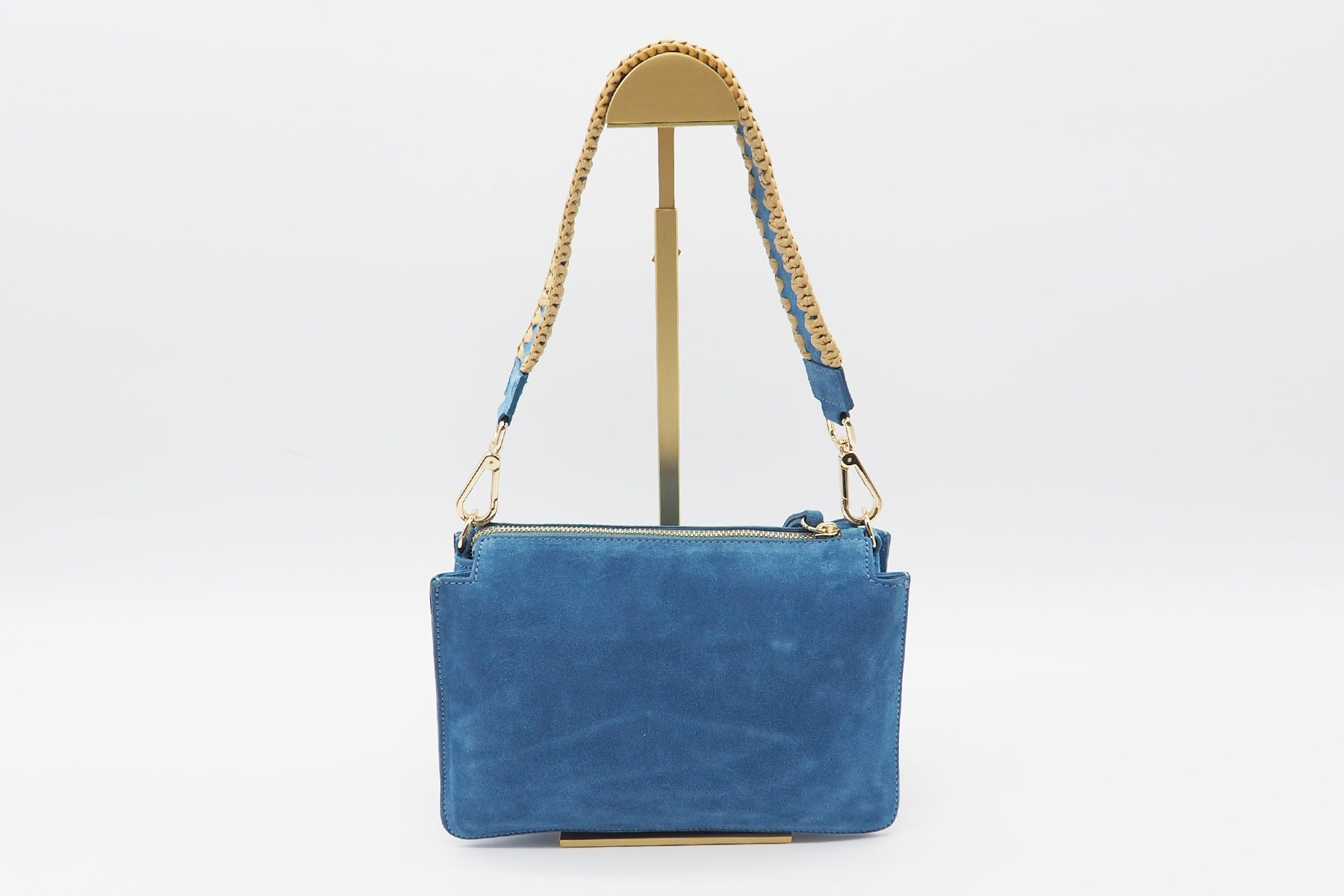 Schultertasche aus Veloursleder in Jeans Taschen Crossbody & Schultertaschen Nina Hill 