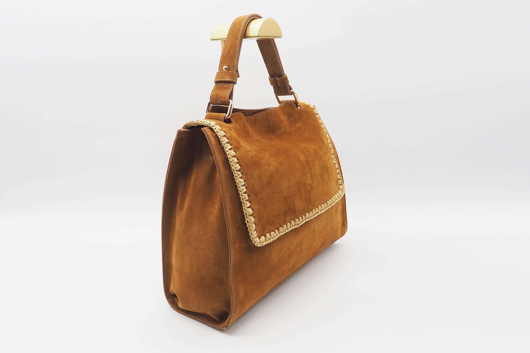 Tote-Bag aus Veloursleder in Mittelbraun Taschen Crossbody & Schultertaschen Nina Hill 