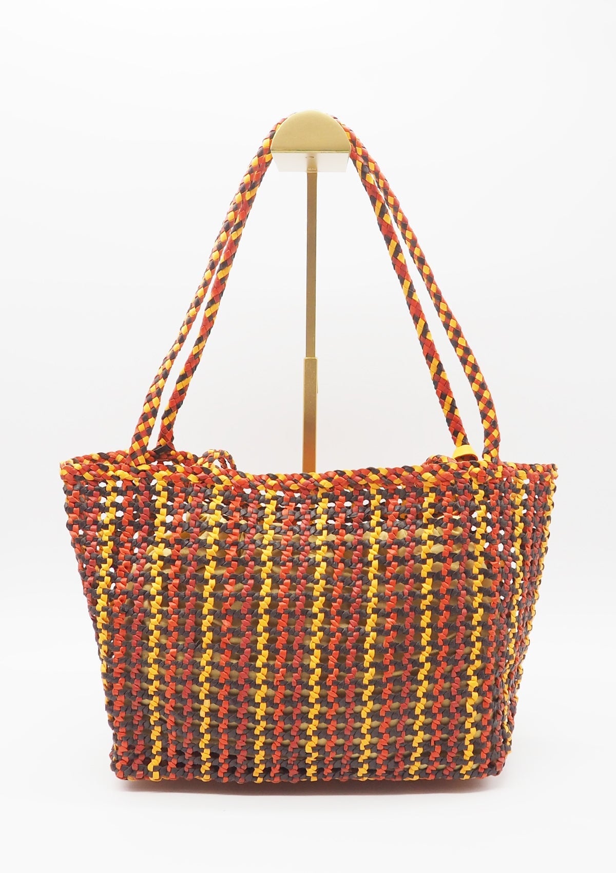Tote-Bag Tasche aus geflochtenem Leder in Dunkelbraun, Rot, Orange & Gelb Taschen Tote-Bag Pons Quintana 